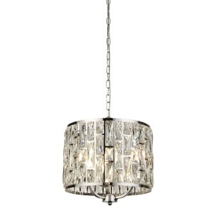 Bijou 3 light sparkling crystal ceiling pendant in chrome closeup
