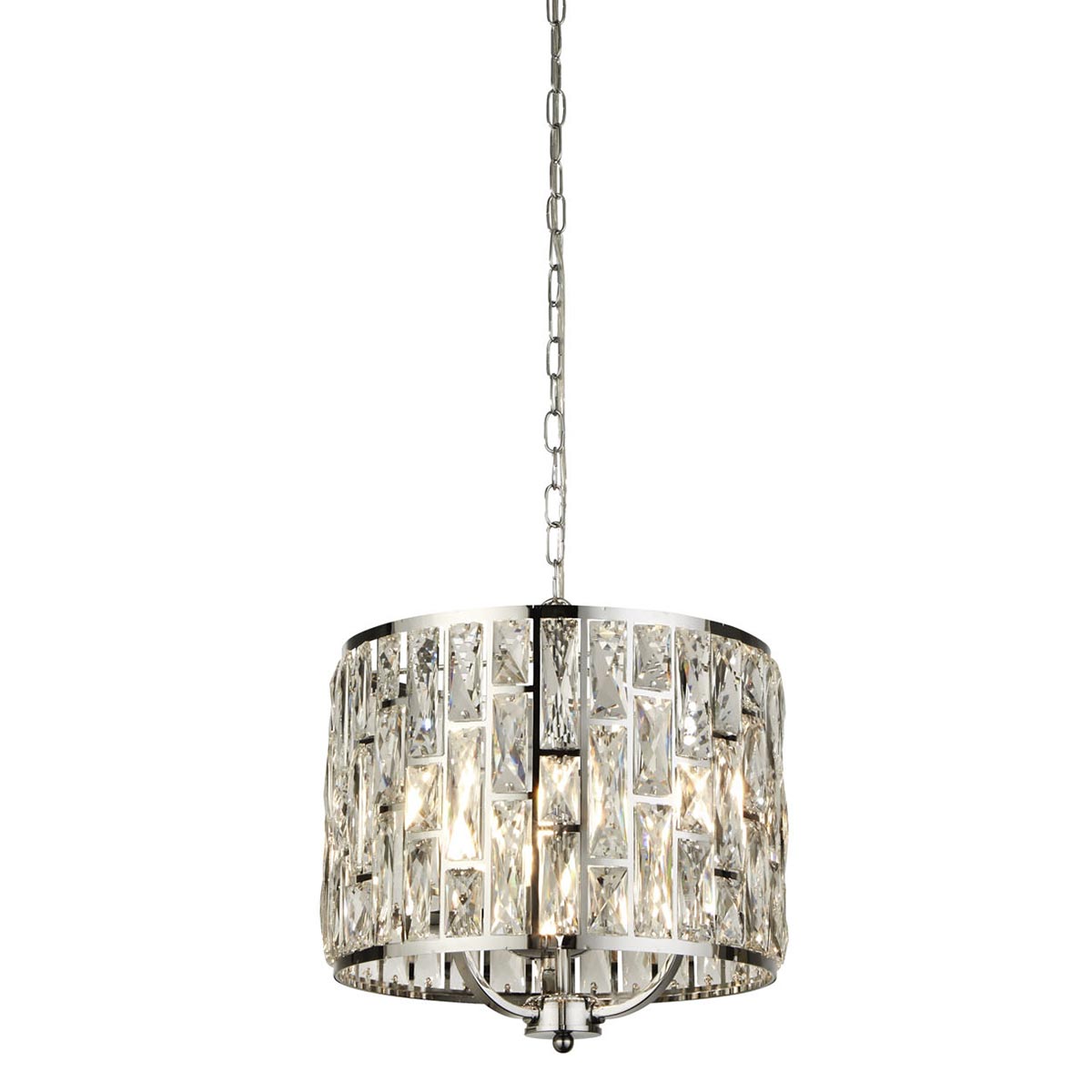 Bijou 3 Lamp Sparkling Crystal Pendant Ceiling Light Polished Chrome