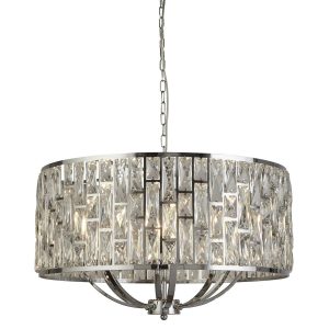 Bijou 8 light sparkling crystal ceiling pendant in chrome closeup