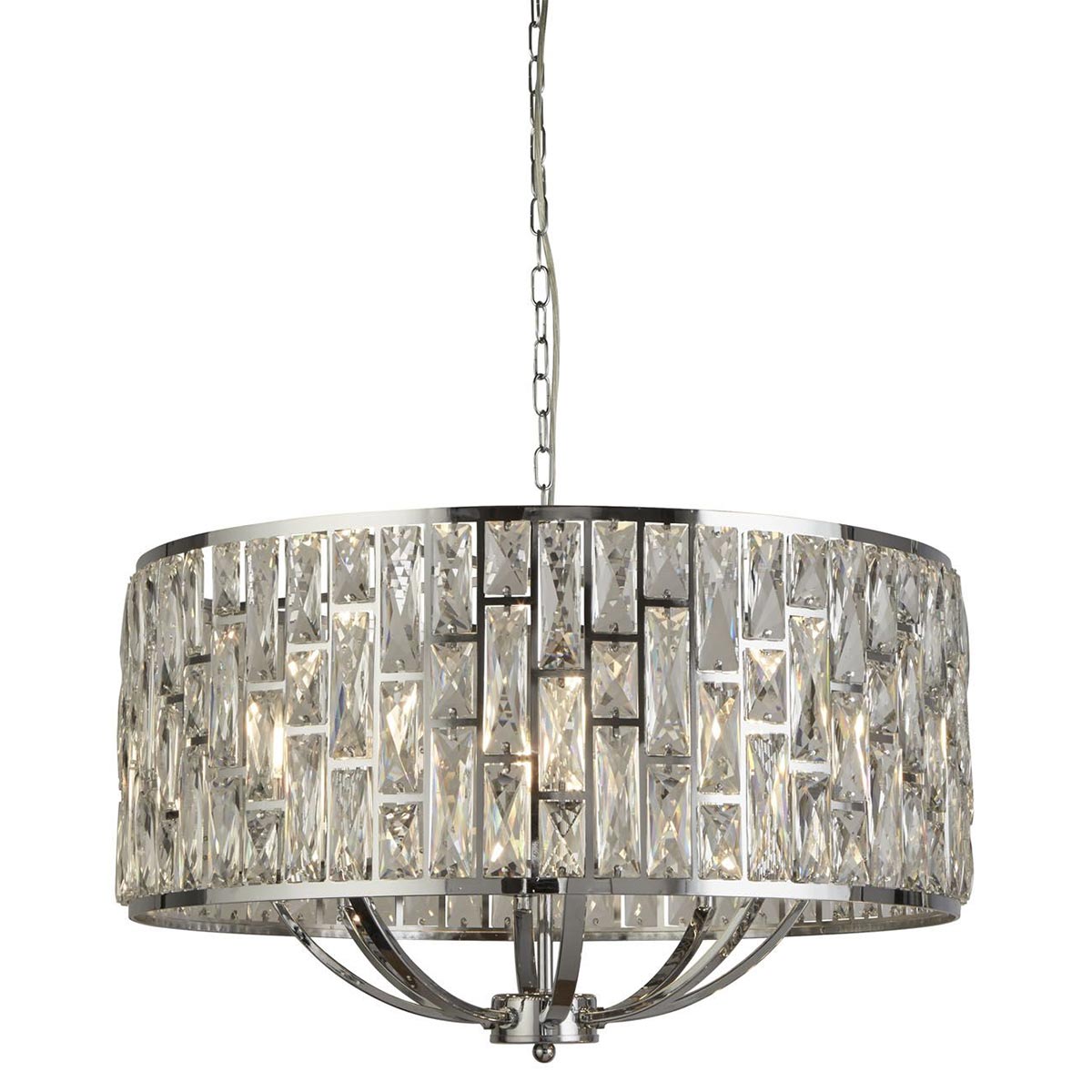 Bijou 8 Lamp Sparkling Crystal Pendant Ceiling Light Polished Chrome