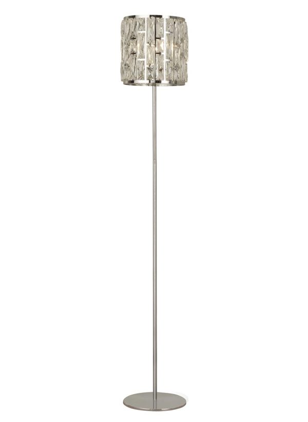 Searchlight Bijou 1 light crystal floor lamp in chrome