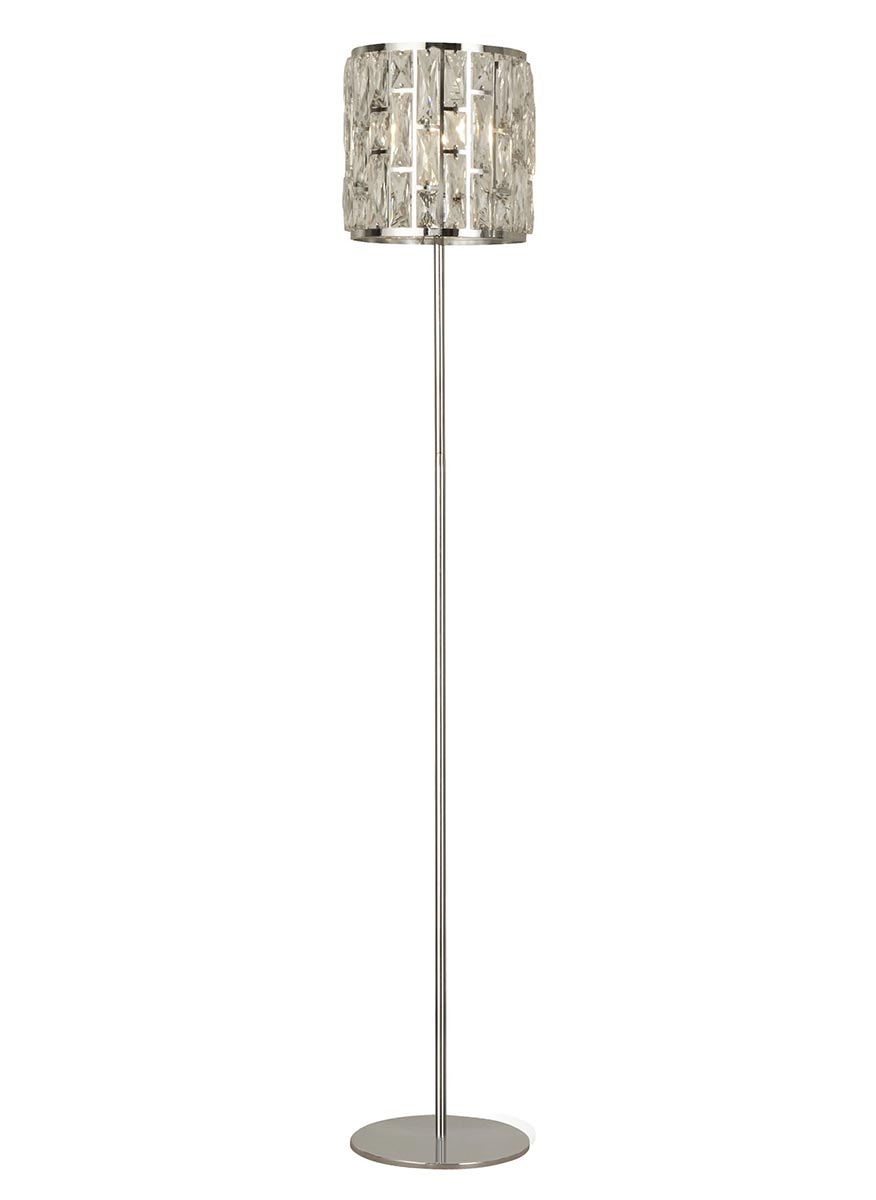 Bijou Classic 1 Light Sparkling Crystal Floor Lamp Polished Chrome