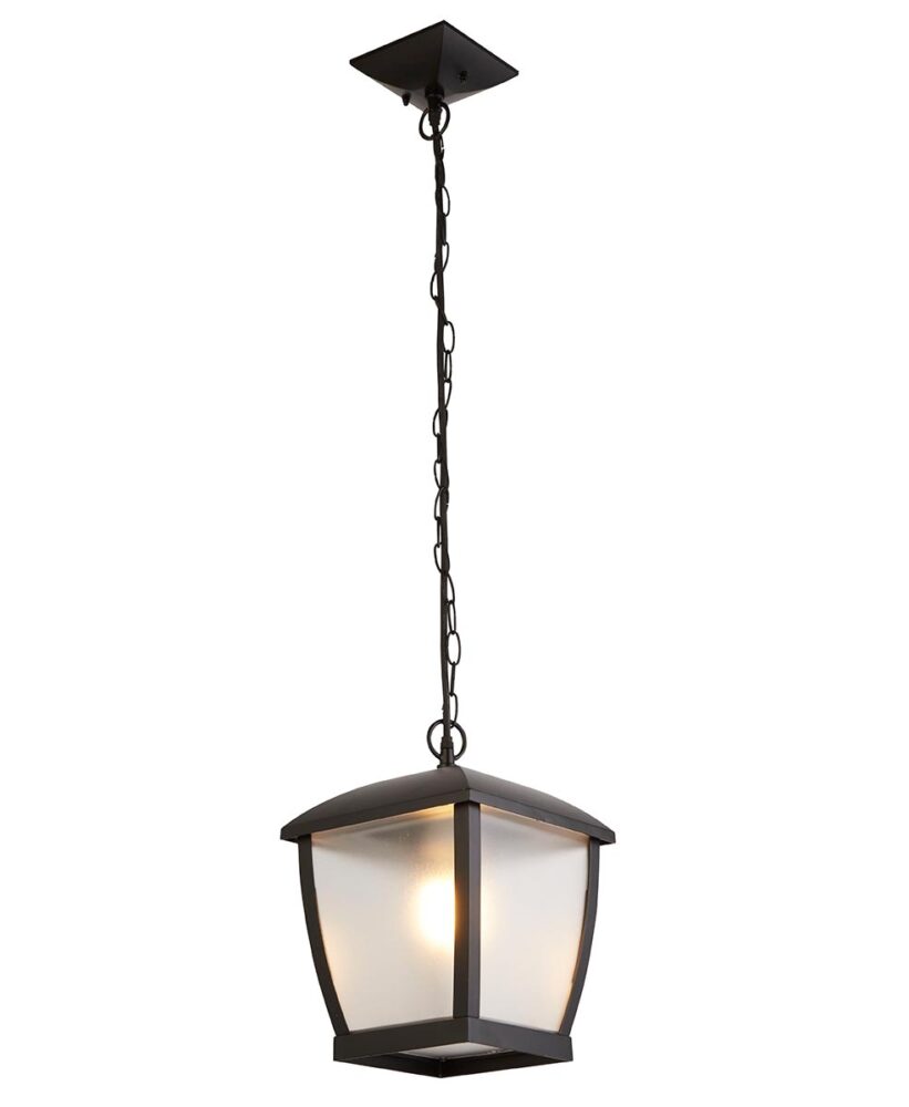 Seattle Traditional 1 Light Hanging Outdoor Porch Lantern Black IP44