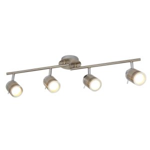 Searchlight Samson 4 light bathroom ceiling spot light bar in satin silver