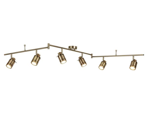 Searchlight Samson large 6 light bathroom ceiling spot light bar in antique brass