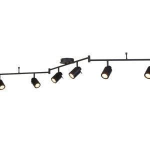 Searchlight Samson large 6 light bathroom ceiling spot light bar in matt black main image