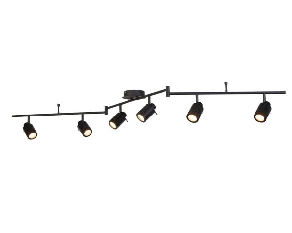 Searchlight Samson large 6 light bathroom ceiling spot light bar in matt black main image