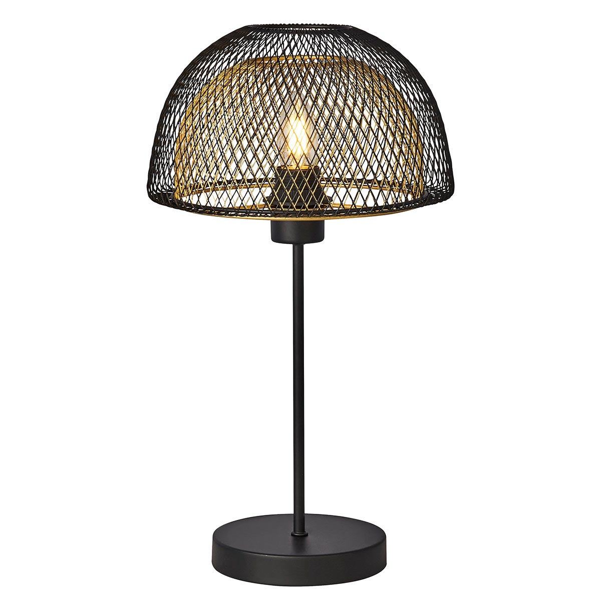 Honeycomb 1 Light Dual Mesh Domed Shade Table Lamp Black & Gold