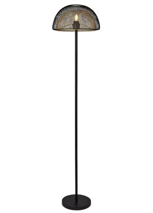 Searchlight Honeycomb dual mesh floor lamp matt black & gold full height