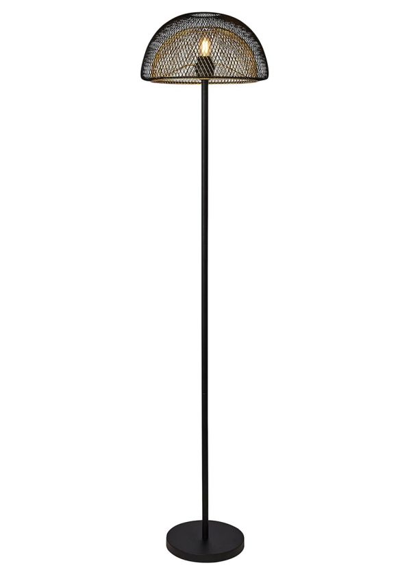 Searchlight Honeycomb dual mesh floor lamp matt black & gold full height