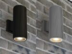 Modern 2 Lamp Outdoor Wall Up & Down Spot Light Matt Black IP54
