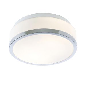 Cheese small flush opal glass bathroom ceiling 2 light with chrome trim
