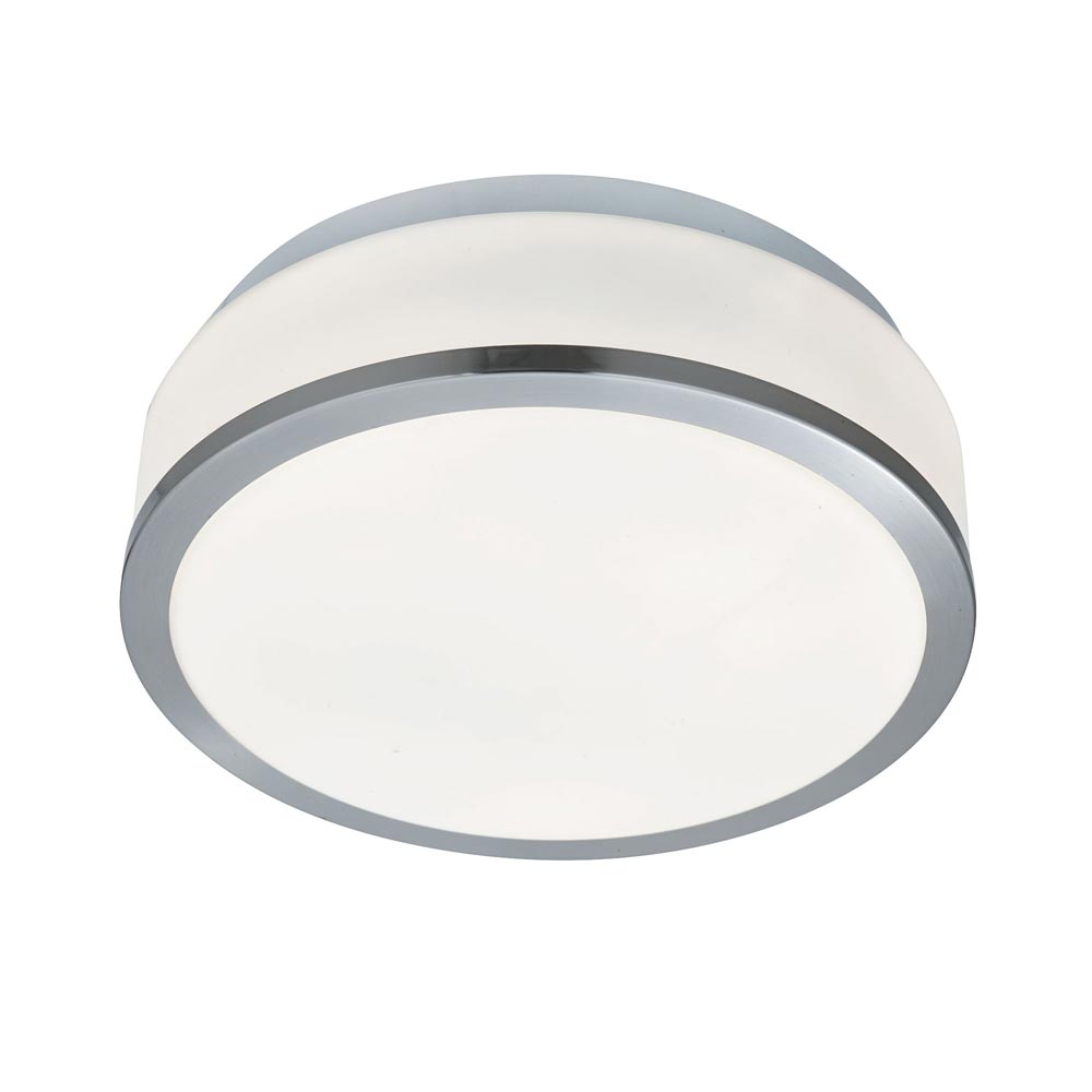 Cheese Small Flush Opal Glass Bathroom Ceiling 2 Light Satin Silver