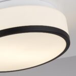 Cheese Large Flush Opal Glass Bathroom Ceiling 2 Light Matt Black