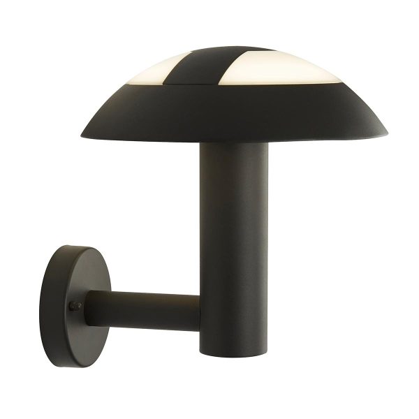 7263GY Mushroom dark grey 1 light cool white LED outdoor wall lantern opal white shade