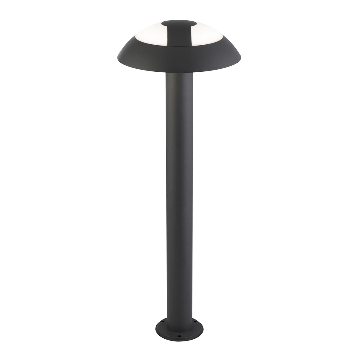 Modern Dark Grey 1 Light LED Outdoor Bollard Lantern Opal White IP44