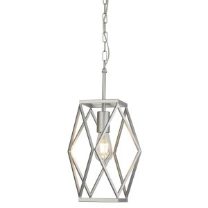 Chassis geometric 1 lamp ceiling pendant light satin silver closeup