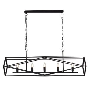 Chassis geometric 5 light ceiling pendant bar matt black