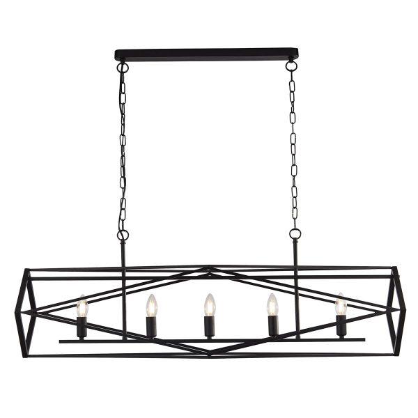 Chassis geometric 5 light ceiling pendant bar matt black