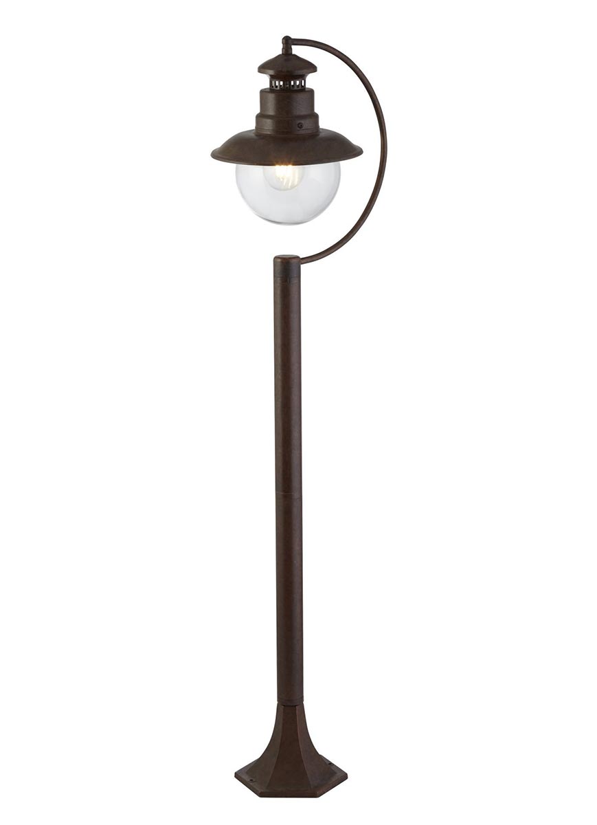 Traditional 1 Light Outdoor Garden Post Station Lantern Rustic Brown IP44