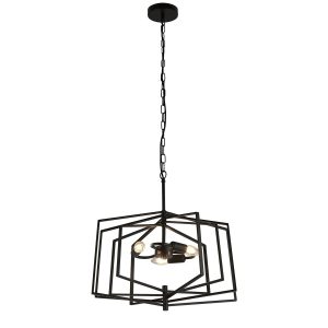 Searchlight Slinky large 3 lamp cage pendant ceiling light matt black full height