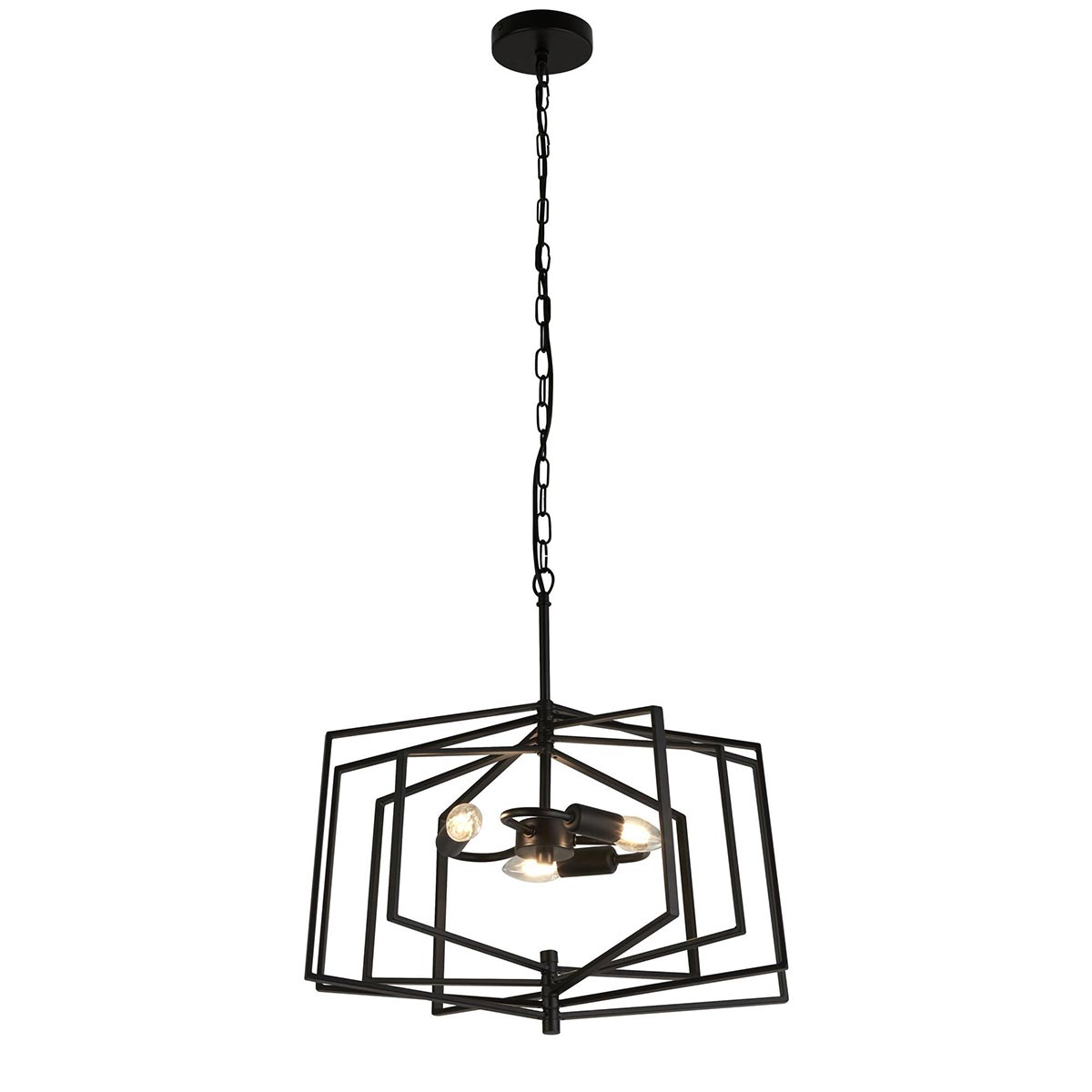 Slinky Large 3 Lamp Adjustable Cage Pendant Ceiling Light Matt Black