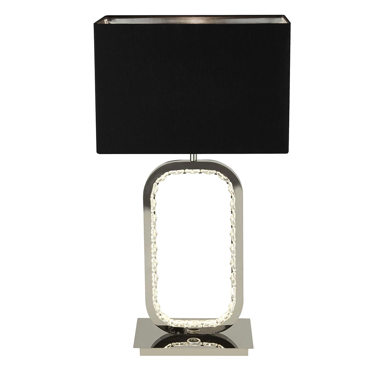 Chrome 1 Light Table Lamp Crystal Touch Dimmer LED Base Black Shade
