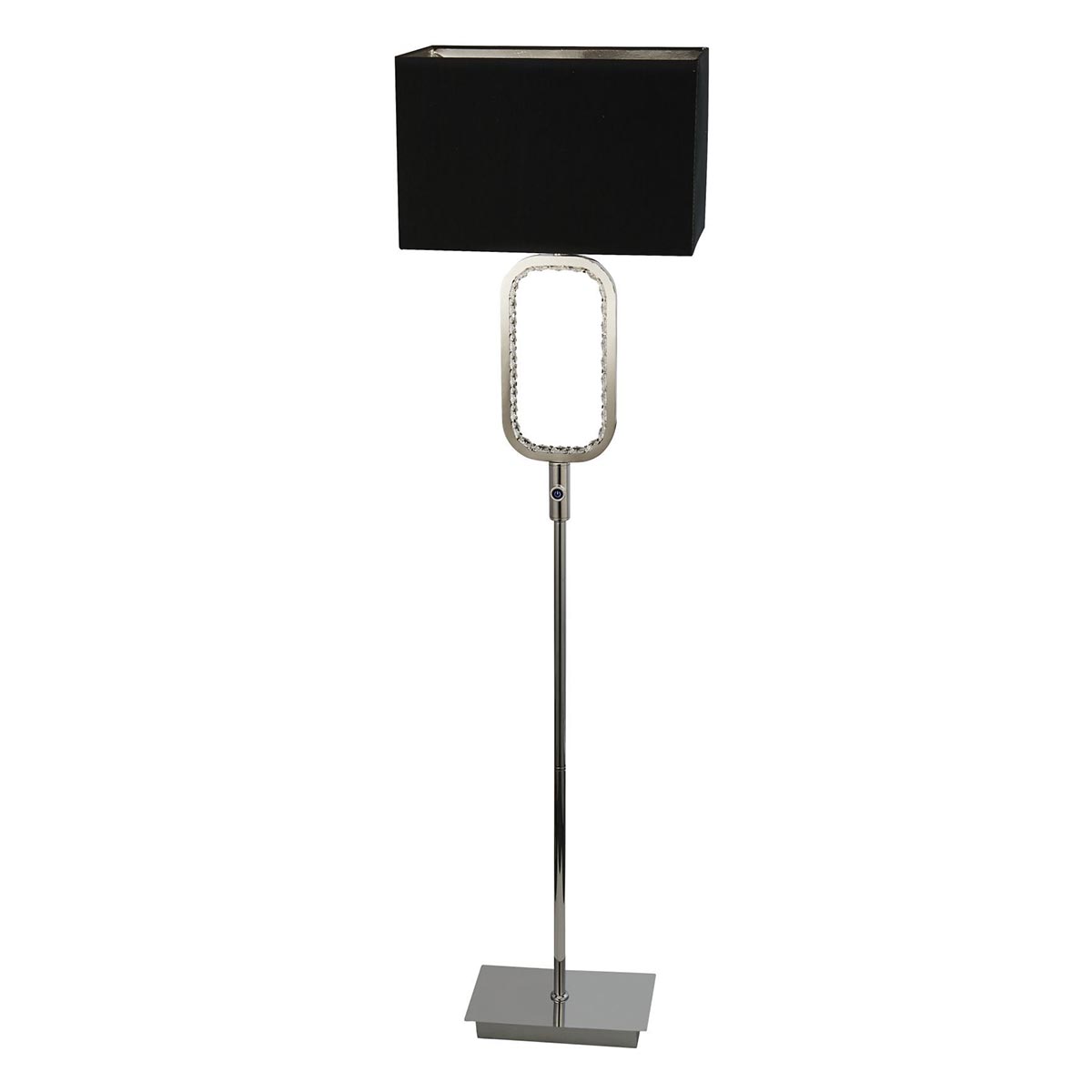 Chrome 1 Light Floor Lamp Crystal Touch Dimmer LED Base Black Shade