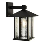 Venice Matt Black 1 Light Outdoor Wall lantern Water Glass Shade IP44