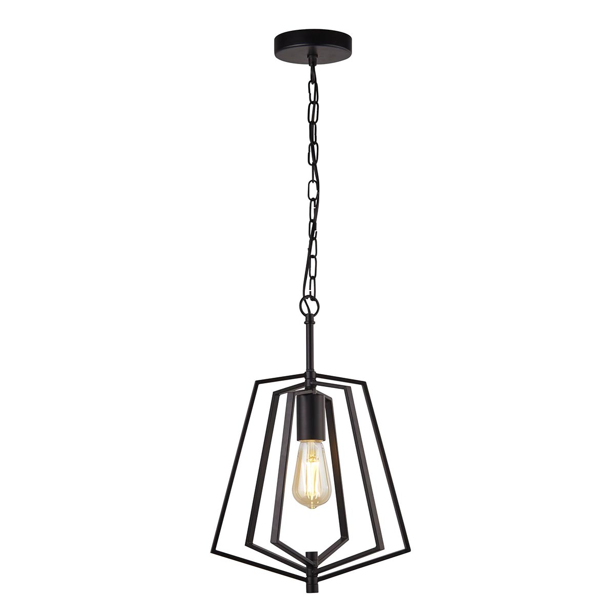 Slinky Small 1 Lamp Adjustable Cage Pendant Ceiling Light Matt Black