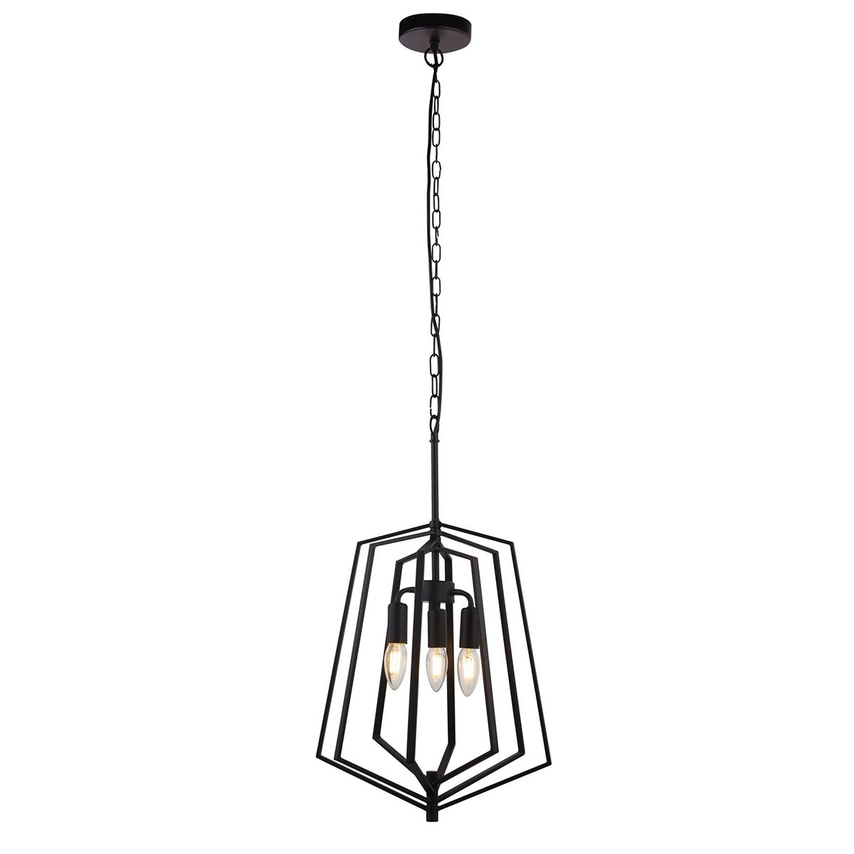 Slinky Medium 3 Lamp Adjustable Cage Pendant Ceiling Light Matt Black