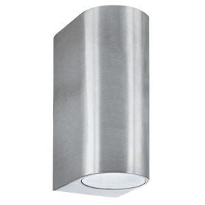 Eiffel modern 2 lamp up and down outdoor wall spot light in satin silver