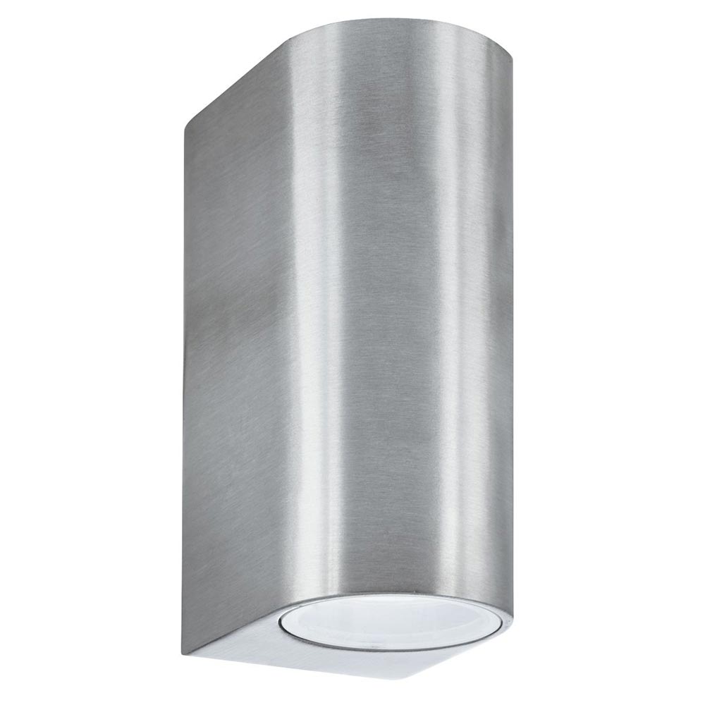 Eiffel Modern 2 Lamp Up & Down Outdoor Wall Light Satin Silver IP44