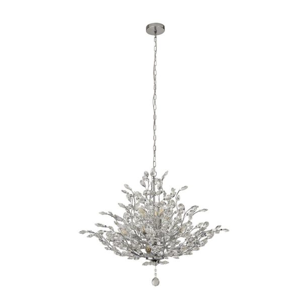 Bouquet large floral 11 light pendant chandelier in polished chrome main image