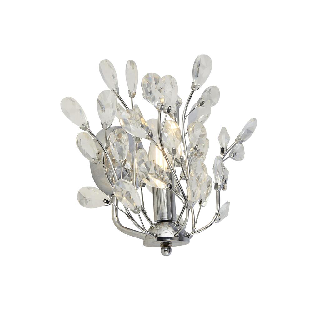 Bouquet Floral 1 Lamp Switched Wall Light Polished Chrome Crystal Buds