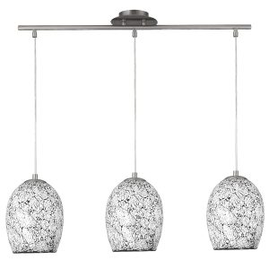 Mosaic white crackle glass 3 light ceiling pendant bar