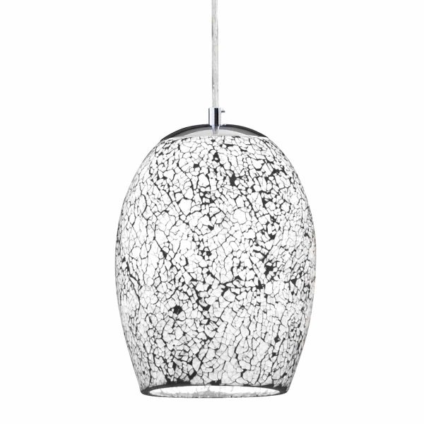 Mosaic white crackle glass single pendant ceiling light