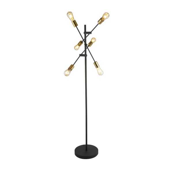 Armstrong 6 Light industrial style floor standard lamp in matt black