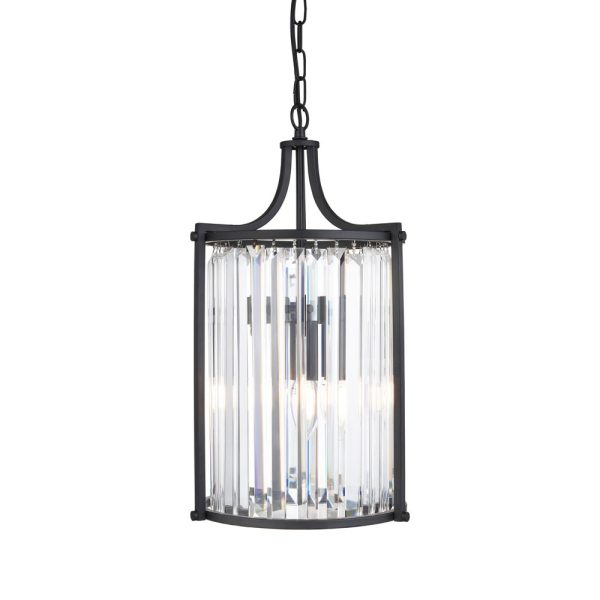 Victoria crystal 2 light pendant ceiling light in matt black