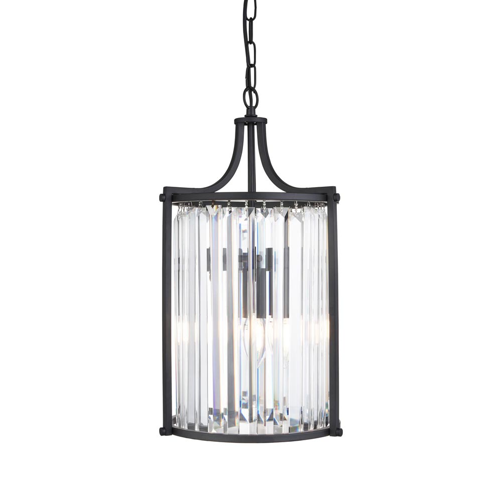 Victoria Crystal 2 Light Pendant Ceiling Light Matt Black