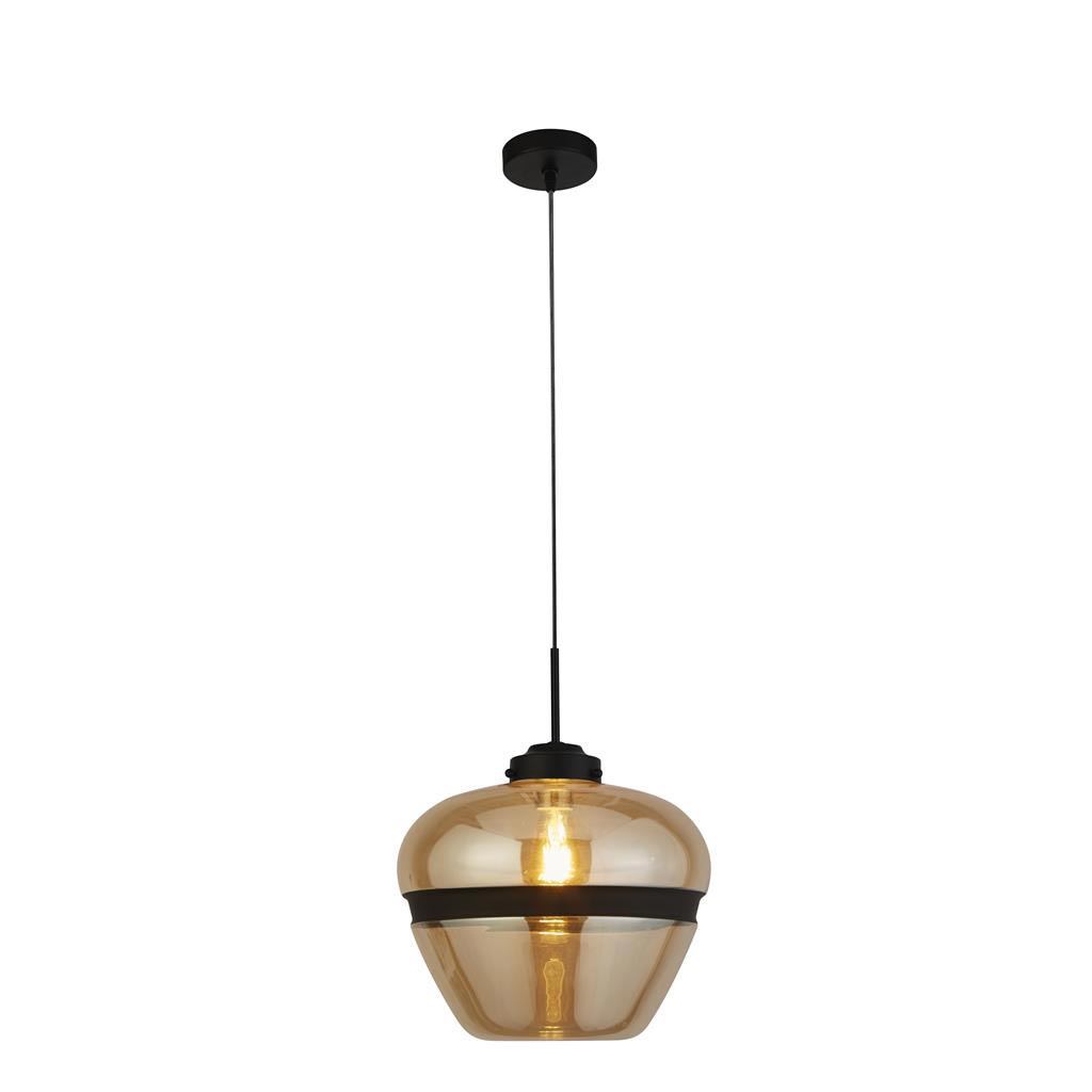 Meringue 1 Light Champagne Glass Pendant Ceiling Light Matt Black