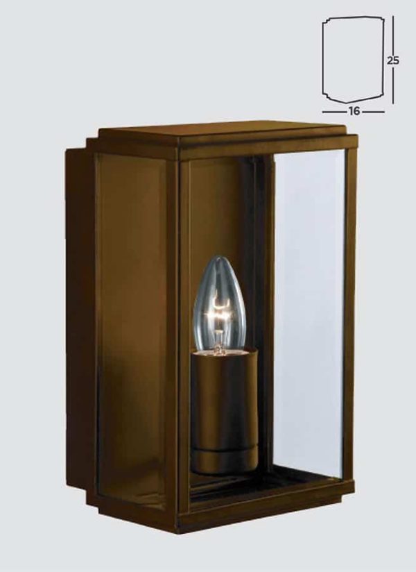 Box Traditional Outdoor Wall Lantern Rust Brown Bevelled Clear Glass