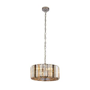 Chapeau small 3 light crystal drum pendant chandelier in chrome main image