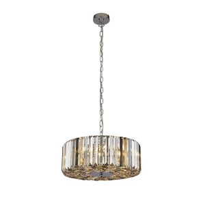 Chapeau 4 light crystal drum pendant chandelier in chrome main image