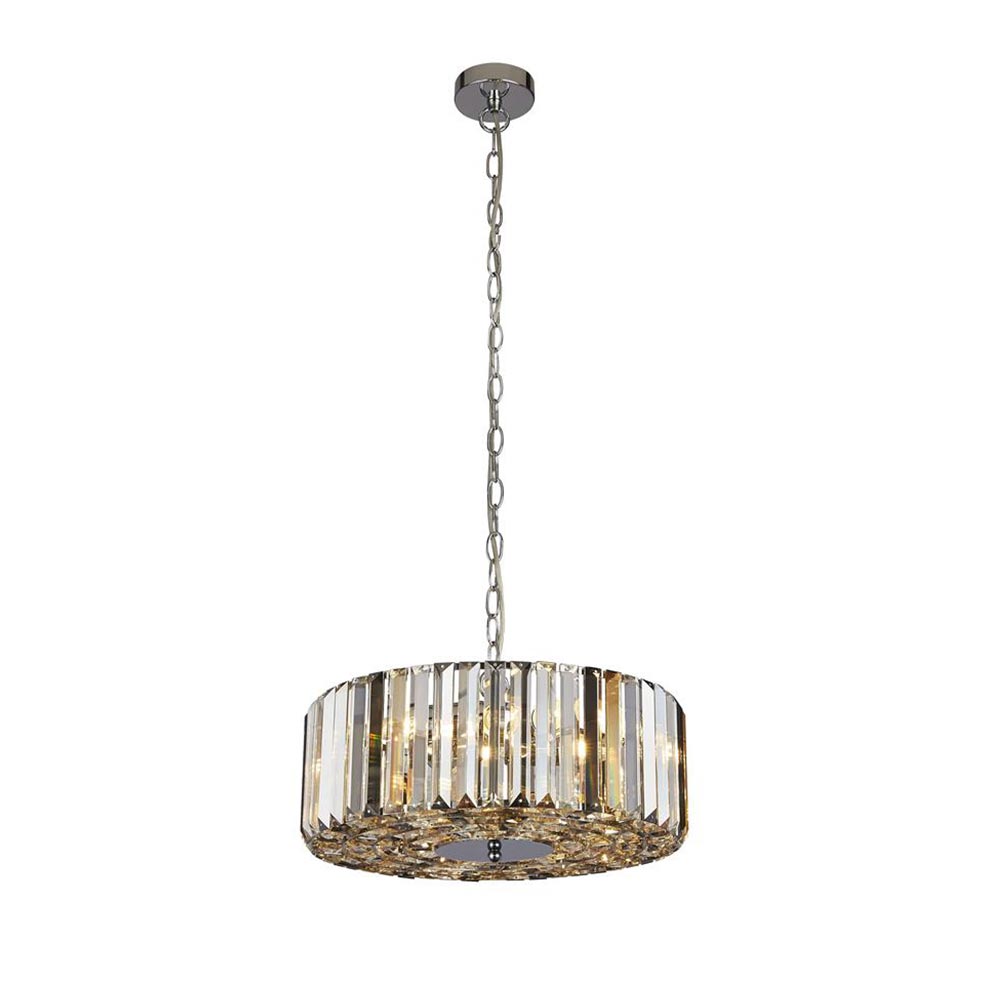 Chapeau 4 Light 42cm Crystal Drum Pendant Chandelier Polished Chrome