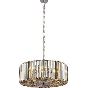 Chapeau 5 light crystal drum pendant chandelier in chrome main image