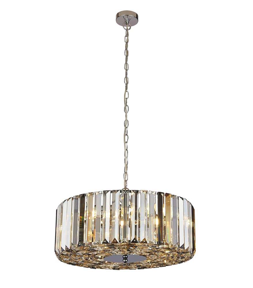 Chapeau 5 Light 50cm Crystal Drum Pendant Chandelier Polished Chrome