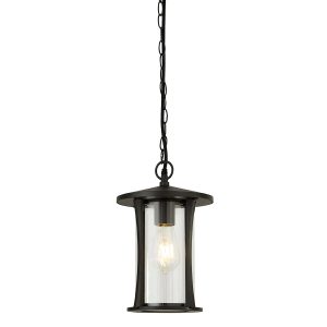 Pagoda 1 light traditional hanging outdoor porch lantern in matt black closeup