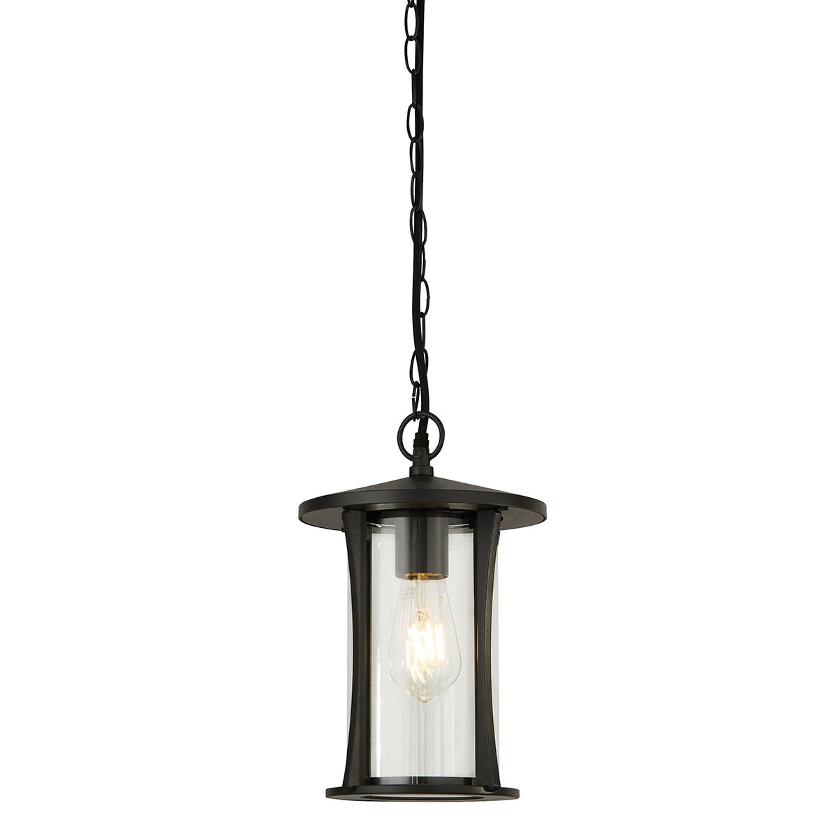 Pagoda 1 Light Traditional Hanging Outdoor Porch Lantern Black IP44