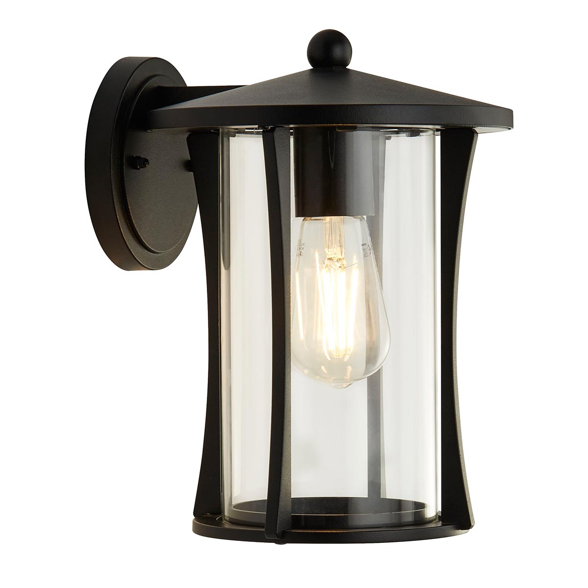 Pagoda 1 Light Traditional Outdoor Wall Lantern Matt Black IP44